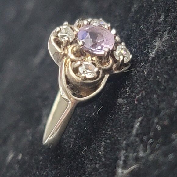 925 Sterling Silver Vintage Amethyst Ring Size 5 - Picture 7 of 9